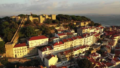 Aerial-view-of-Lisbon-at-Sunset