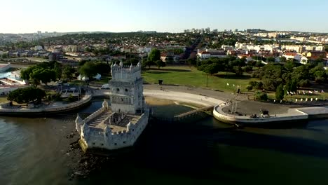 Aerial-from-the-tower-of-Belem-in-Lisbon-Portugal