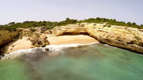 Aerial-Footage-Praia-de-Albandeira---Caramujeira,-Lagoa,-Algarve,-Portugal