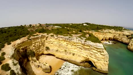 Aerial-Footage-Praia-de-Albandeira---Caramujeira,-Lagoa,-Algarve,-Portugal