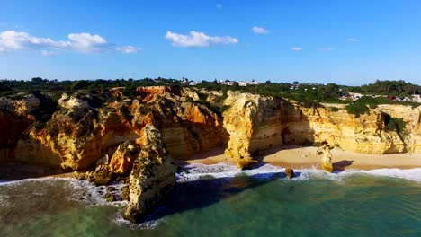 Aerial-from-the-famous-beach-Praia-da-Marinha-in-Portugal