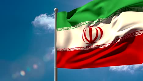 Iran-national-flag-waving-on-flagpole