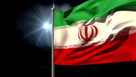 Iran-national-flag-waving-on-flagpole