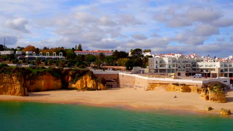 Aerial-from-rocks-and-ocean-at-Lagos-in-Portugal