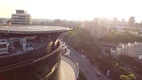 Smooth-flight-around-modern-office-building-in-Kiev.-Ukraine