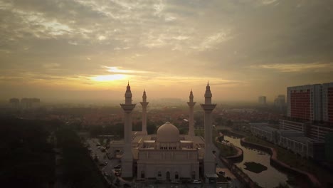 Aerial-Footage---Sunrise-at-a-Mosque.