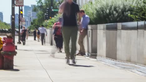 Pedestrians-On-Sidewalk-Time-Lapse-Hazy-Loop