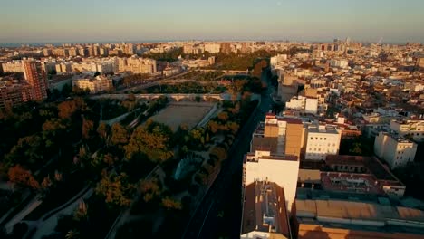 Aerial-morning-flight-above-the-Moscow-district,-Russia