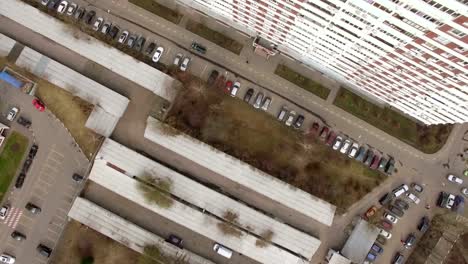 Aerial-view-of-sleeping-buildings-and-complexes-with-yard-and-playground