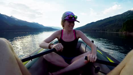 Young-woman-sailing-boat-in-the-river-4k