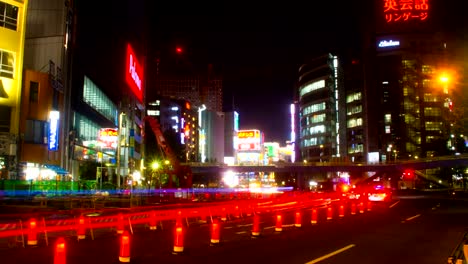 Under-construction-Night-lapse-4K-at-Shinjuku-wide-shot-zoom-out