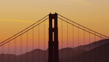 Aerial-view-of-Golden-Gate-bridge-at-sunset