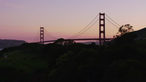 Aerial-view-of-Golden-Gate-bridge-at-sunset