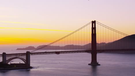 Aerial-view-of-Golden-Gate-bridge-at-sunset