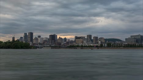 Ciudad-de-Montreal-horizonte-el-lapso-de-tiempo-en-las-noches-de-verano,-lapso-de-tiempo.