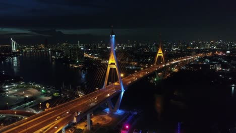 Bhumibol-Brücke-und-Fluss-Vogel-Auge-Ansicht-Landschaft-in-Bangkok-Thailand