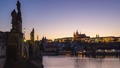 Timelapse-of-Prague-city-in-Czech-Republic-day-to-night-time-lapse-4K