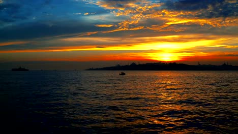 Looking-bosphorus-sundown,-red-sundown