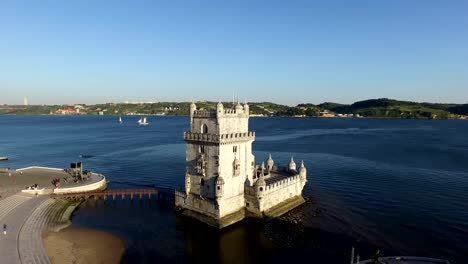 Aerial-from-the-tower-of-Belem-in-Lisbon-Portugal