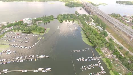 Video-footage-harbor-with-yachts-and-boats-on-the-river.