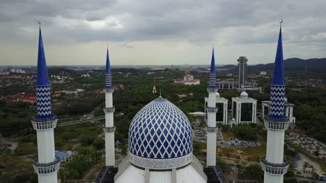 Aerial-Footage---Flyover-a-Mosque-on-a-cloudy-day.