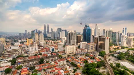 Kuala-Lumpur-city-skyline-timelapse,-Kuala-Lumpur,-Malasia-4K-Time-lapse