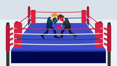 Business-man-battle-in-boxing-gloves.-Business-competition-concept.-Loop-illustration-in-flat-style.