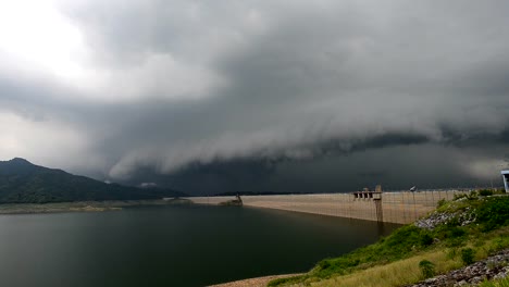 Lightning-and-thunderstorm-over-huge-dam.