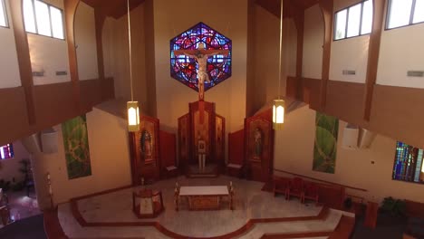 Jesus-on-cross-inside-church-aerial