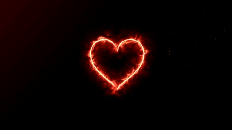 4K-Animation-appearance-Heart-shape-flame-or-burn-on-the-dark-background-and-fire-spark.-Motion-graphic-and-animation-background.