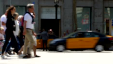 Side-view-blurry-pedestrians-walking.Time-Lapse.