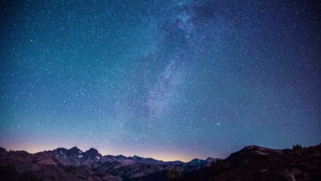 Time-Lapse---Beautiful-Milky-Way-Galaxy-above-Mountain-Range---4K