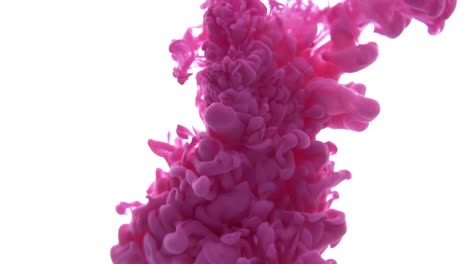 Pink-ink-dropped-in-water-on-white-background