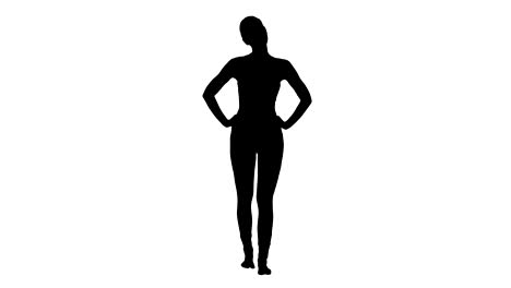 Silhouette-Mature-woman-stretching-her-neck-and-walking