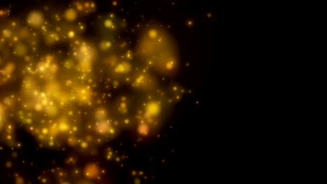 Gold-particles-horizontal-movement-background-animation-half-screen-with-blank-copy-space-at-the-side