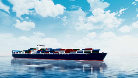 Large-brandless-cargo-container-ship-in-ocean