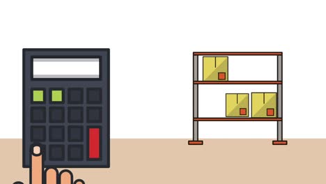 calculadora-con-animación-de-servicio-de-entrega-de-cajas