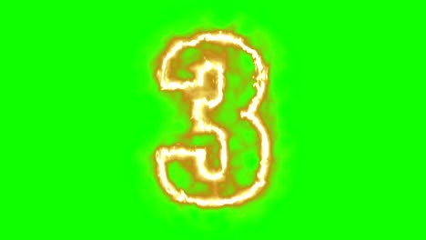 3---tres-caliente-ardiente-número-en-pantalla-verde