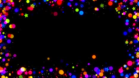 Colorful-Christmas-snowflakes-frame-on-black-background-looped