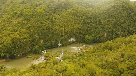 Attraction-zipline-in-the-jungle-Bohol,-Philippines