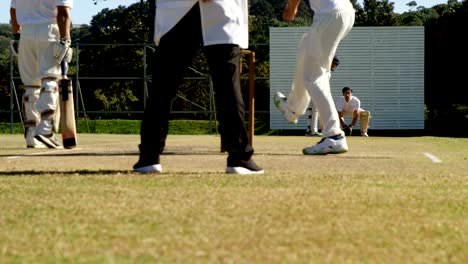 Bowler-liefert-Ball-während-Cricket-match