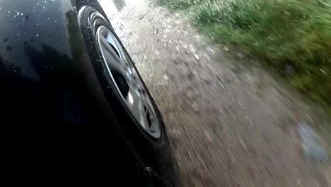 Car-Wheel-Driving-Through-Deep-Puddle-Slow-Motion-POV