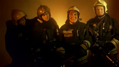 Firefighters-after-fire-extinguishing