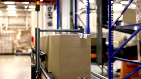 Cardboard-boxes-on-conveyor-belt-inside-warehouse