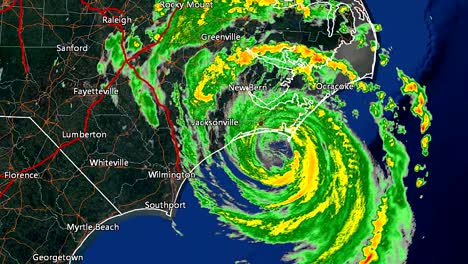 Arthur-Landfall-Hurrikan-Dopplerradar-Zeitraffer.