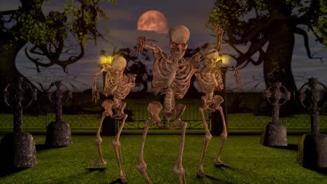 Attacking-skeletons-at-night-in-the-cemetery.-Halloween-concept.