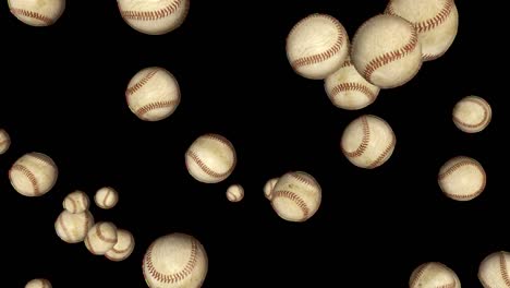 Baseball-balls-flying-in-slow-motion,-Alpha-Channel