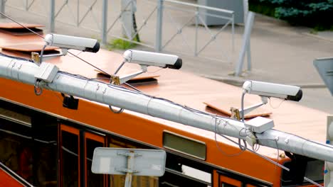 Closeup-of-three-traffic-security-camera-surveillance-CCTV-on-the-road