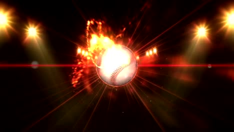 Baseball,-Illuminated-bright-blue-color-spotlights,-In-night-scene