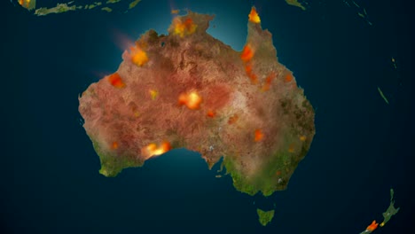 Australia-on-fire,-4K-animation.